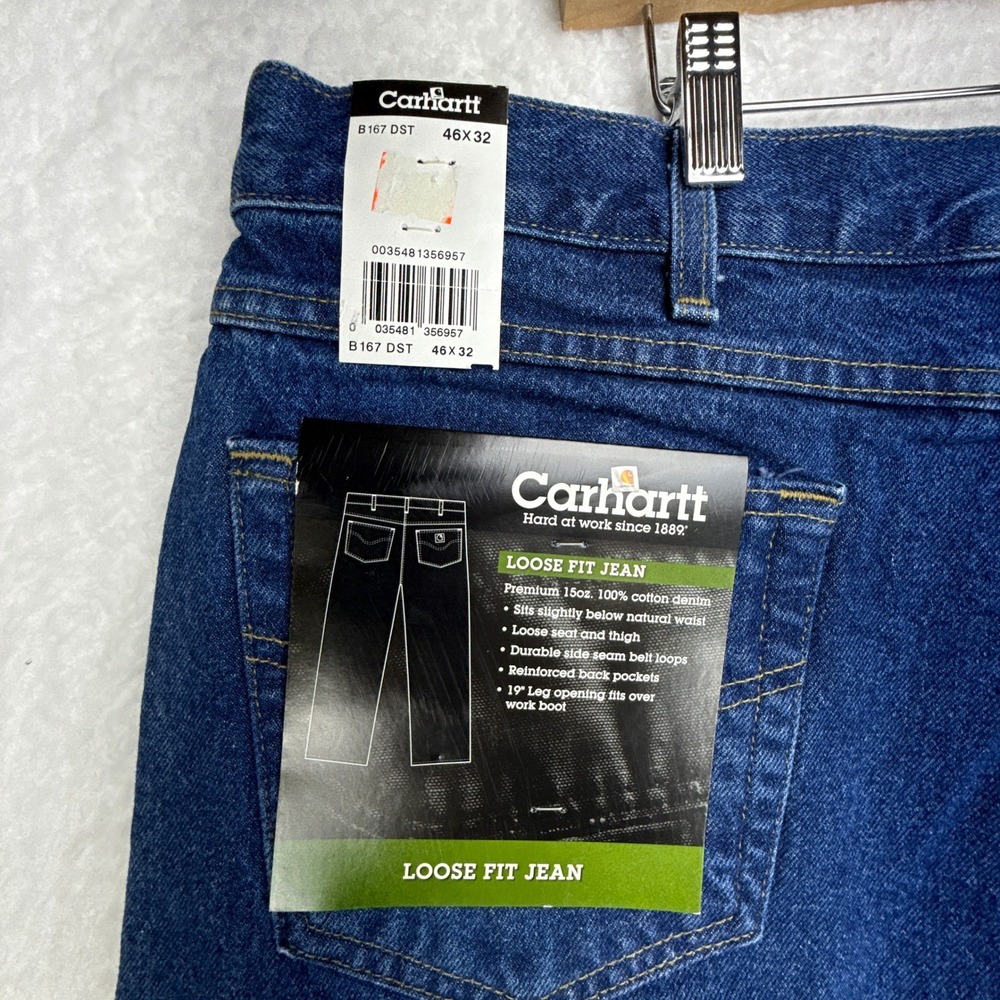 Carhartt Loose Fit Denim Jeans Mens 46x32 B167 DST Darkstone NWT NOS